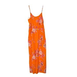 Vince Camuto Orange Floral Print Maxi RomperSpaghetti Strap Size L